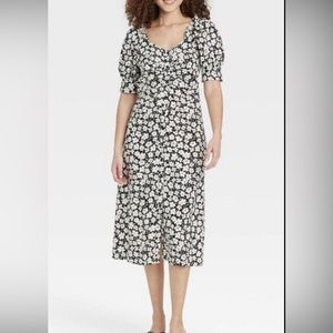 Who What Wear Linen Blend Short Sleeve Dress Sz S